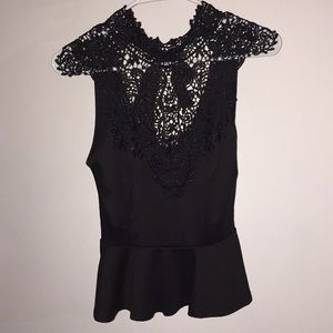 black lace peplum blouse